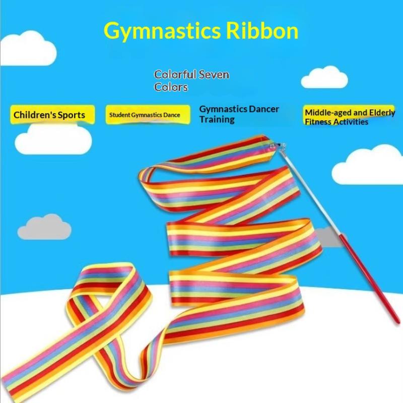 Kids Outdoor Balance Beam - Kleurrijk artistiek gymnastieklint met stok, buitensport