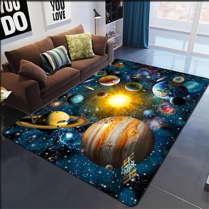 Kids Outdoor Table - VIKAMA Cartoon Planeet Kristal Fluwelen Tapijt