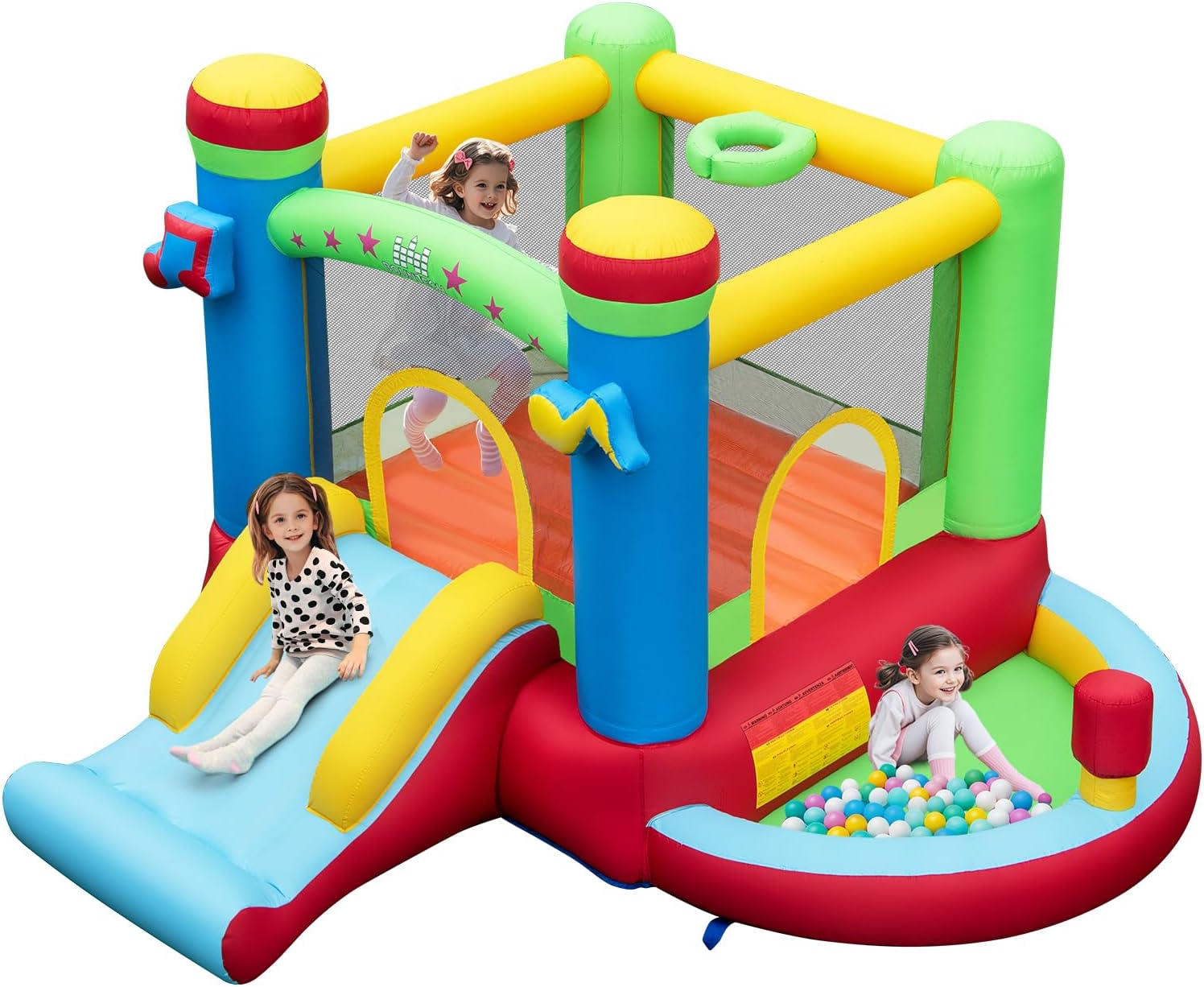 Kids Outdoor Bounce House - Opblaasbare springkasteel met ballenbak, springkasteel voor