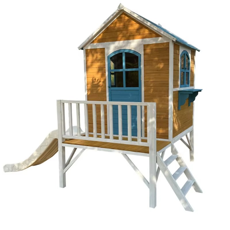 Kids Outdoor Wooden Playhouse - Modern houten buiten speelhuis met twee