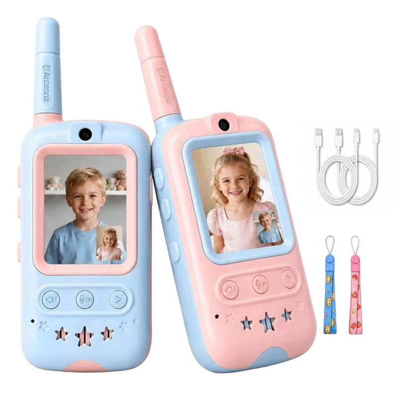 Kids Outdoor Voices - Betrouwbare set van 2 videowalkietalkies voor