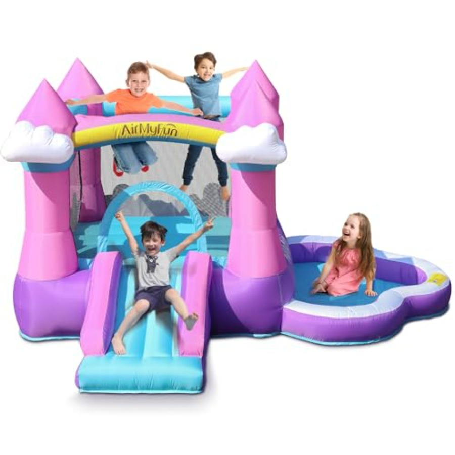 Kids Outdoor Bounce House - Roze opblaasbare springkasteel voor kinderen van