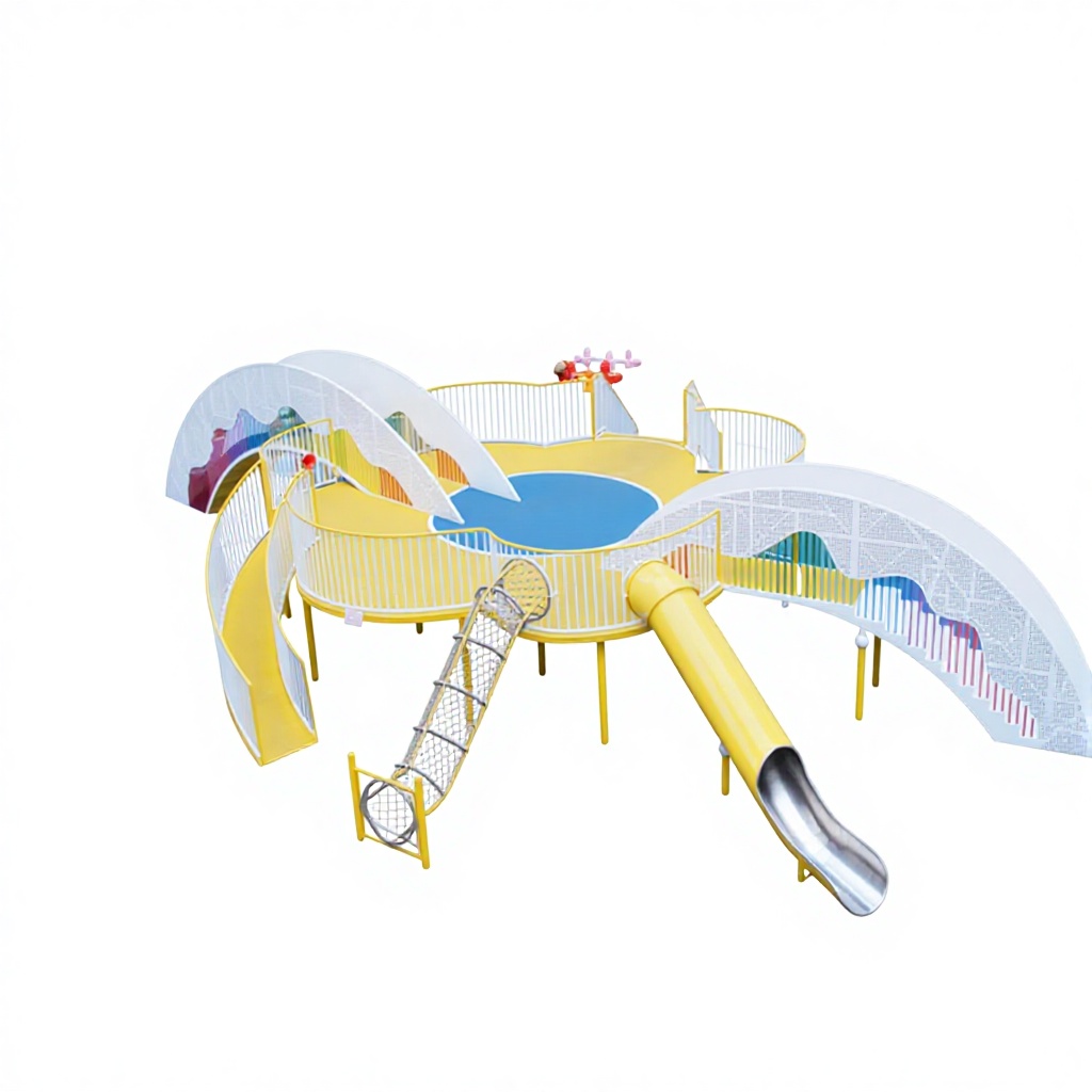 Kids Outdoor Wooden Playhouse - Regenboog Net Touw Klimglijbaan, Buitenspeeltoestel voor