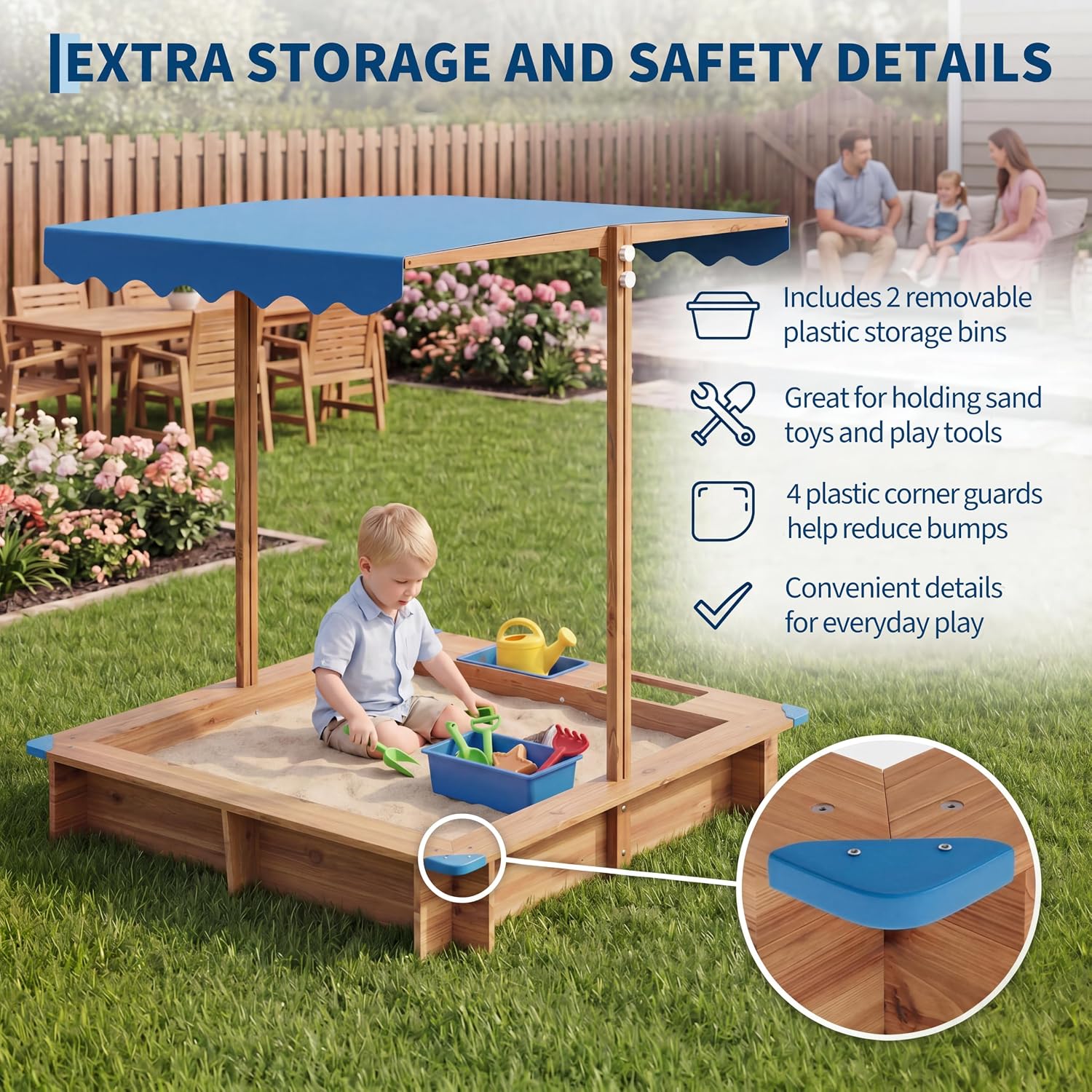 Kids Outdoor Area - Buitenzandbak voor kinderen, houten zandbak voor