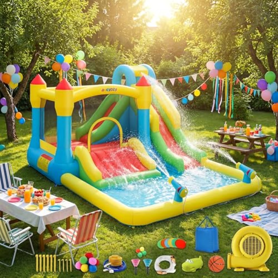 Opblaasbare water springkastee - Kids Outdoor Bounce House recensie en prijs