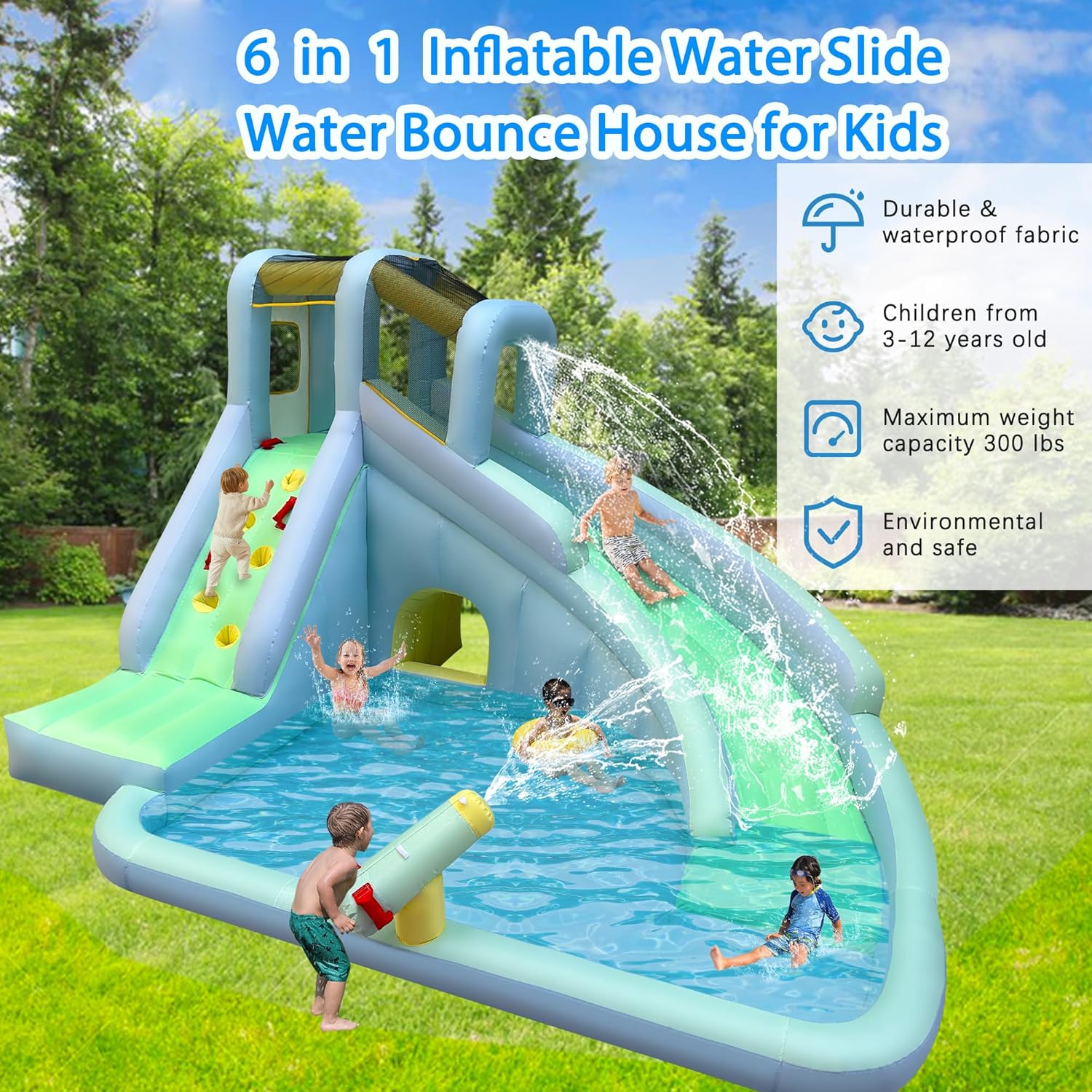 6-in-1 Opblaasbaar Kinderen Sp - Kids Outdoor Bounce House recensie en prijs