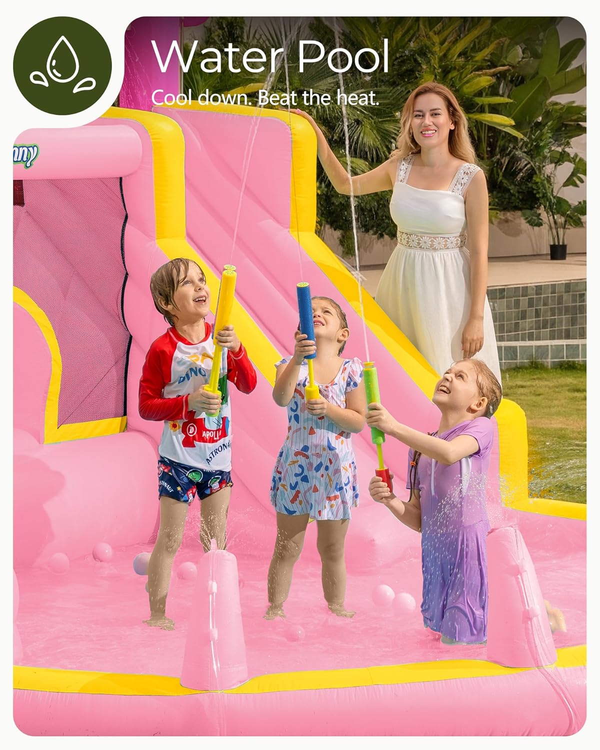 Roze opblaasbare waterglijbaan - Kids Outdoor Bounce House recensie en prijs