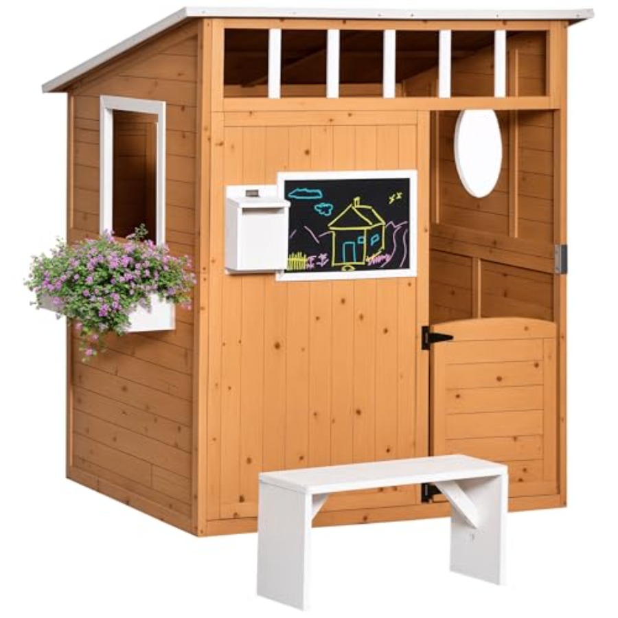 Houten buiten speelhuisje voor - Kids Outdoor Wooden Playhouse recensie en prijs