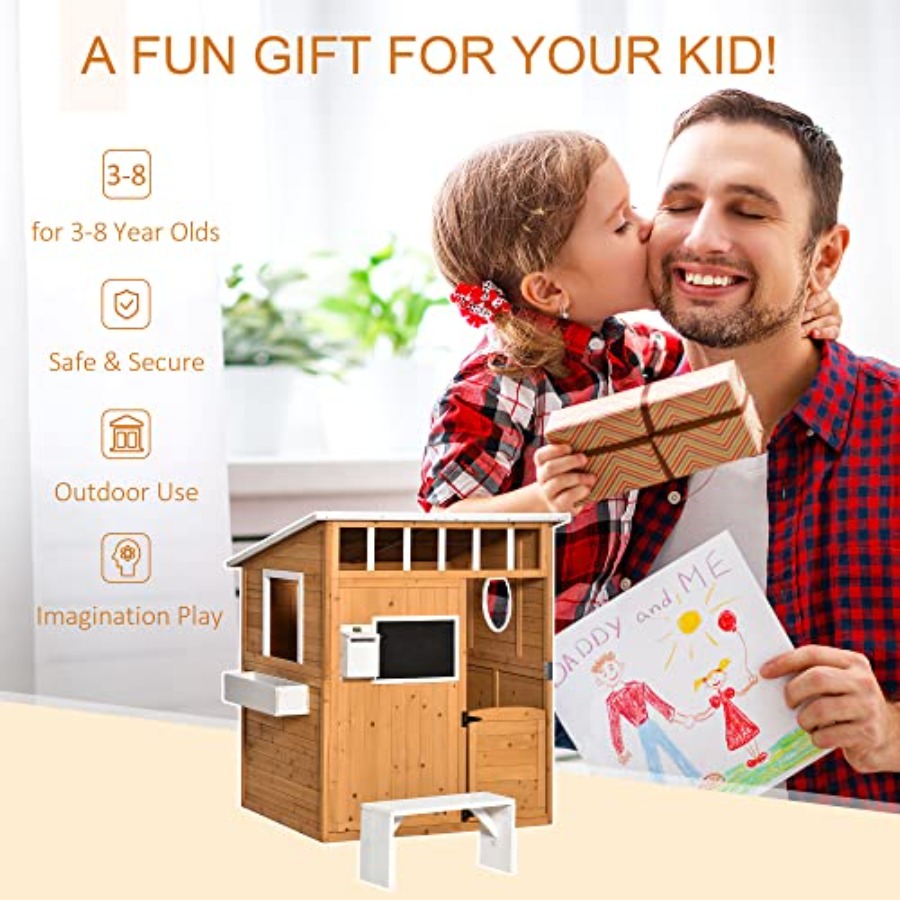 Houten buiten speelhuisje voor - Kids Outdoor Wooden Playhouse recensie en prijs