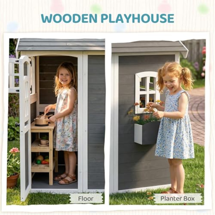 Houten buiten speelhuisje voor - Kids Outdoor Wooden Playhouse recensie en prijs