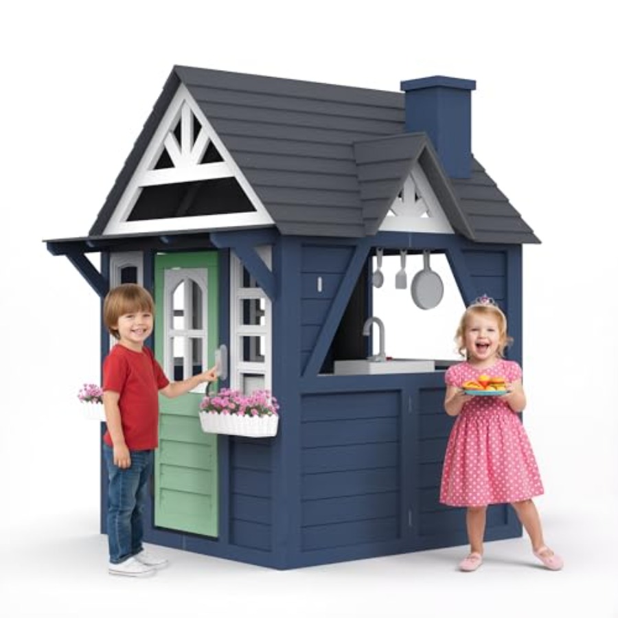 Buitenspeelhuis voor kinderen: - Kids Outdoor Wooden Playhouse recensie en prijs