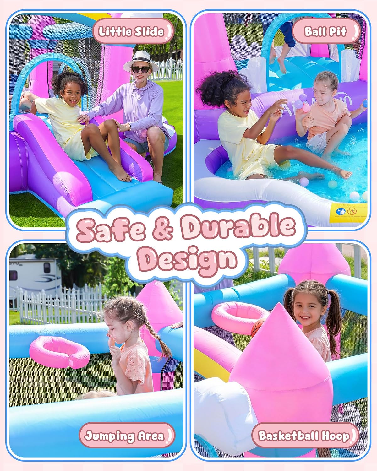 Roze opblaasbare springkasteel - Kids Outdoor Bounce House recensie en prijs