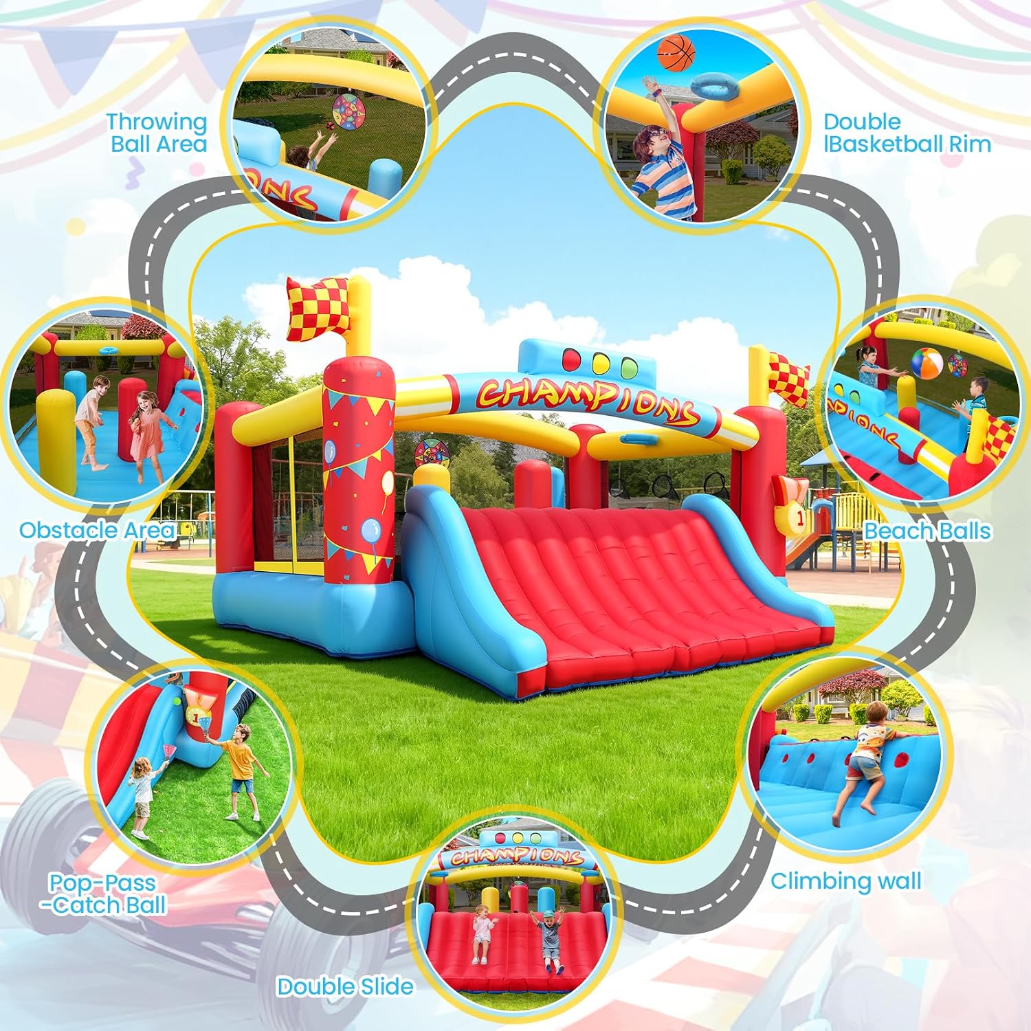 Grote opblaasbare springkastee - Kids Outdoor Bounce House recensie en prijs