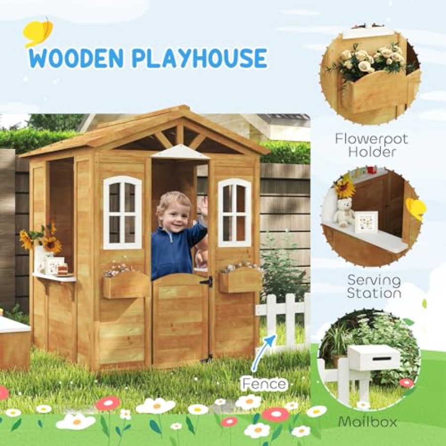 Buitenspeelhuis voor kinderen  - Kids Outdoor Wooden Playhouse recensie en prijs