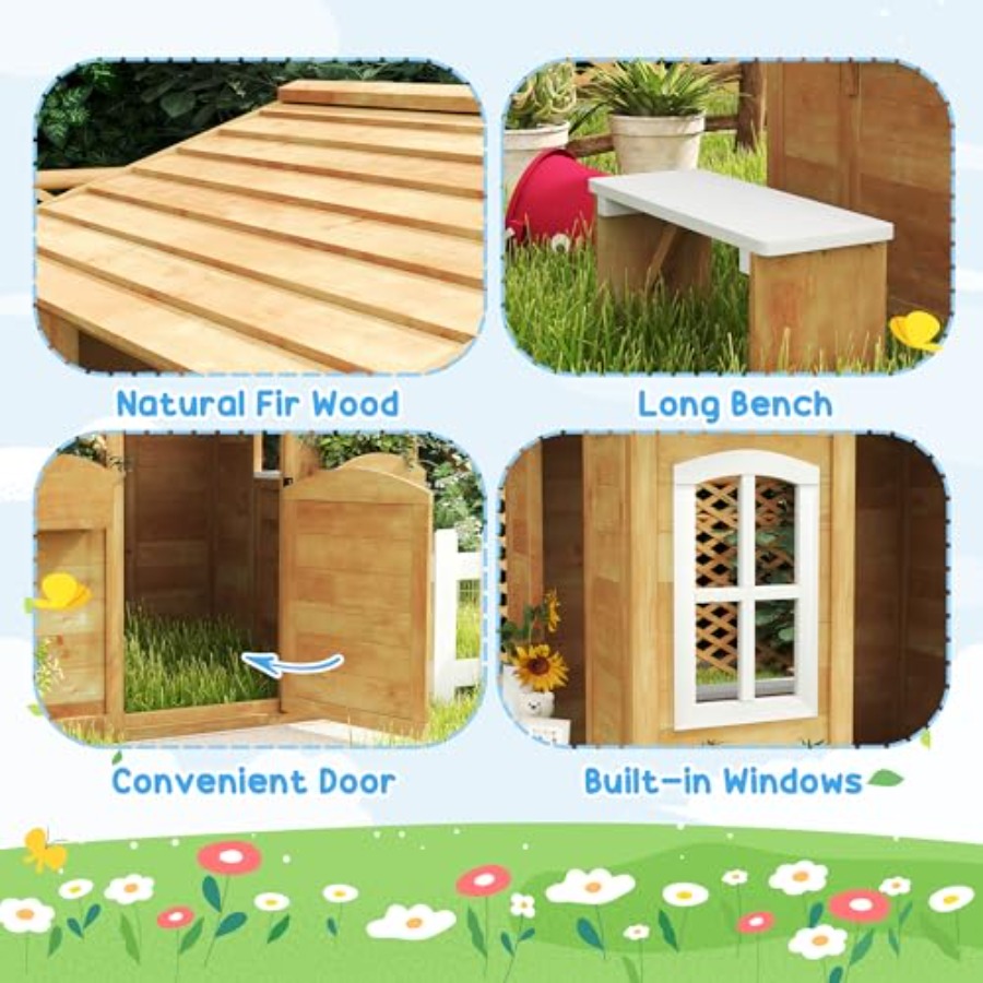 Buitenspeelhuis voor kinderen  - Kids Outdoor Wooden Playhouse recensie en prijs